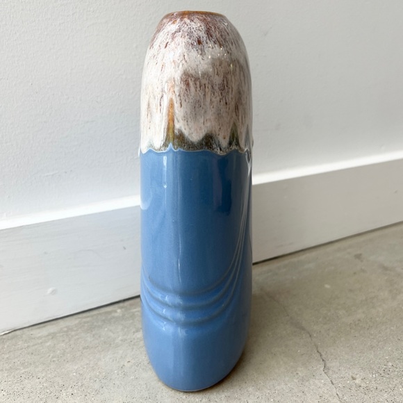 Vintage Drip Glaze Draped Deco Vase with Kintsugi Delphinium Blue Midcen… - Picture 6 of 9